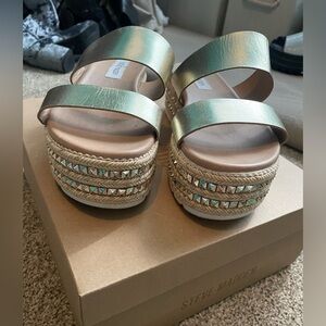 Steve Madden gold studded platform sandals